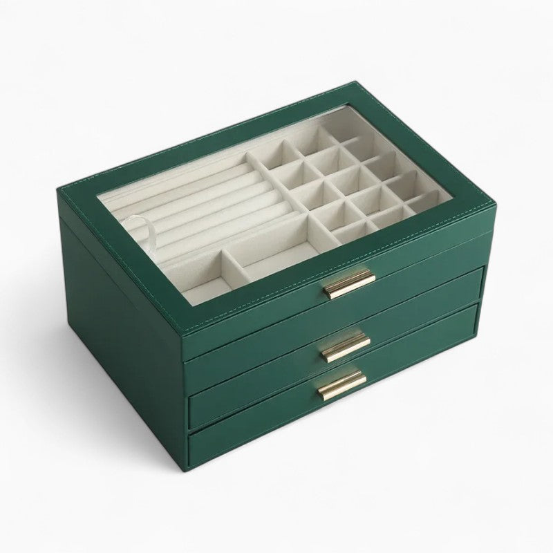Leather Jewelry Box 2 Drawers