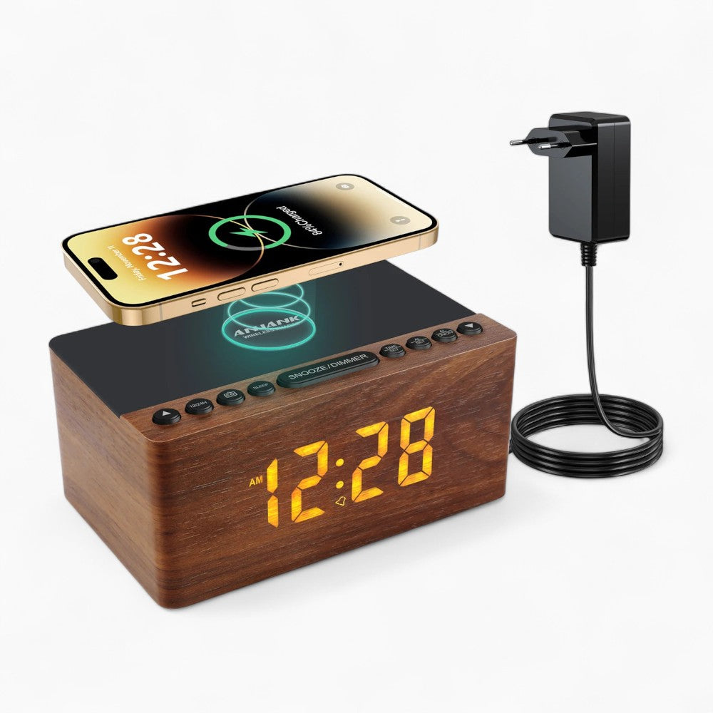 Radio Sveglia Legno Induzione