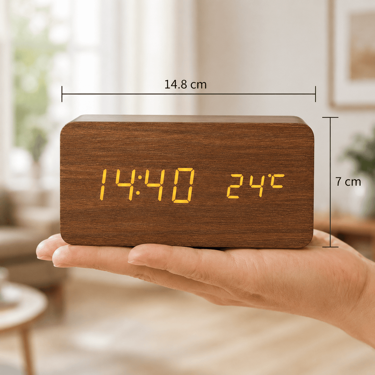 Réveil bois led naturel