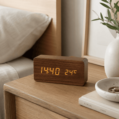 Réveil bois led naturel