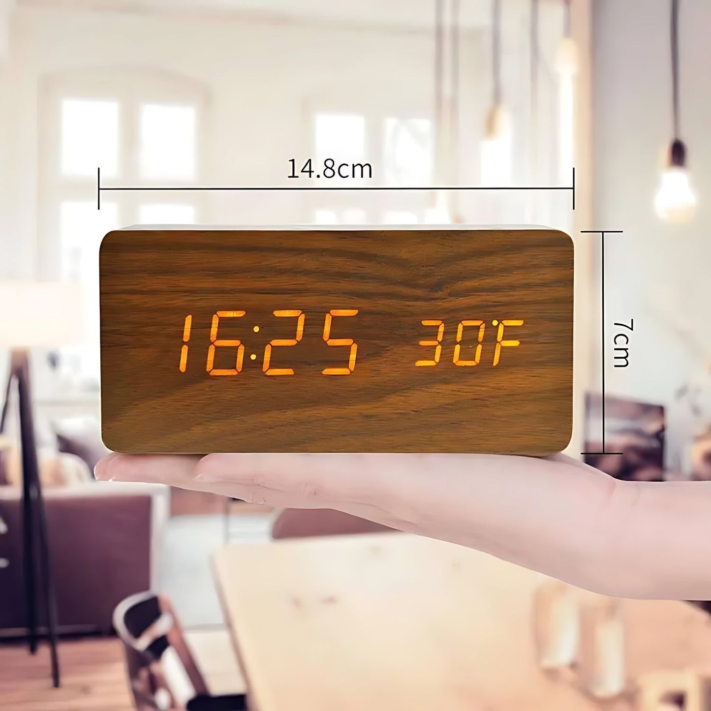 Sveglia in legno a LED naturale